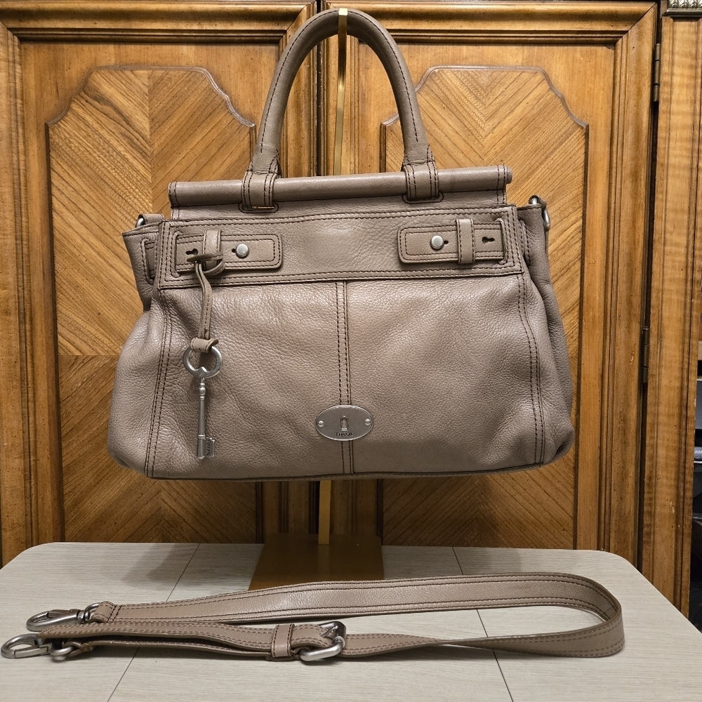 Fossil Maddox Leather Bar Handbag With Cross Body Strap